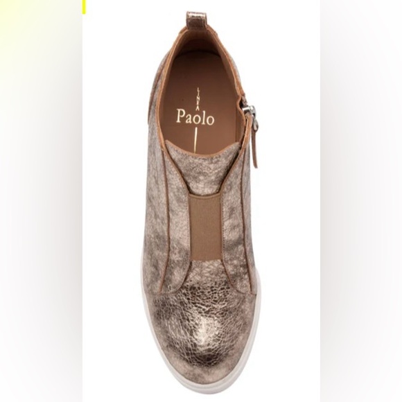 In like new condition. Gold, leather Paolo sneaker/booties - Picture 8 of 10